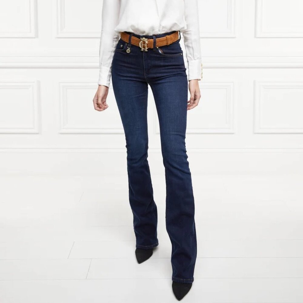 Holland Cooper High Rise Flared Jean, Deep Indigo